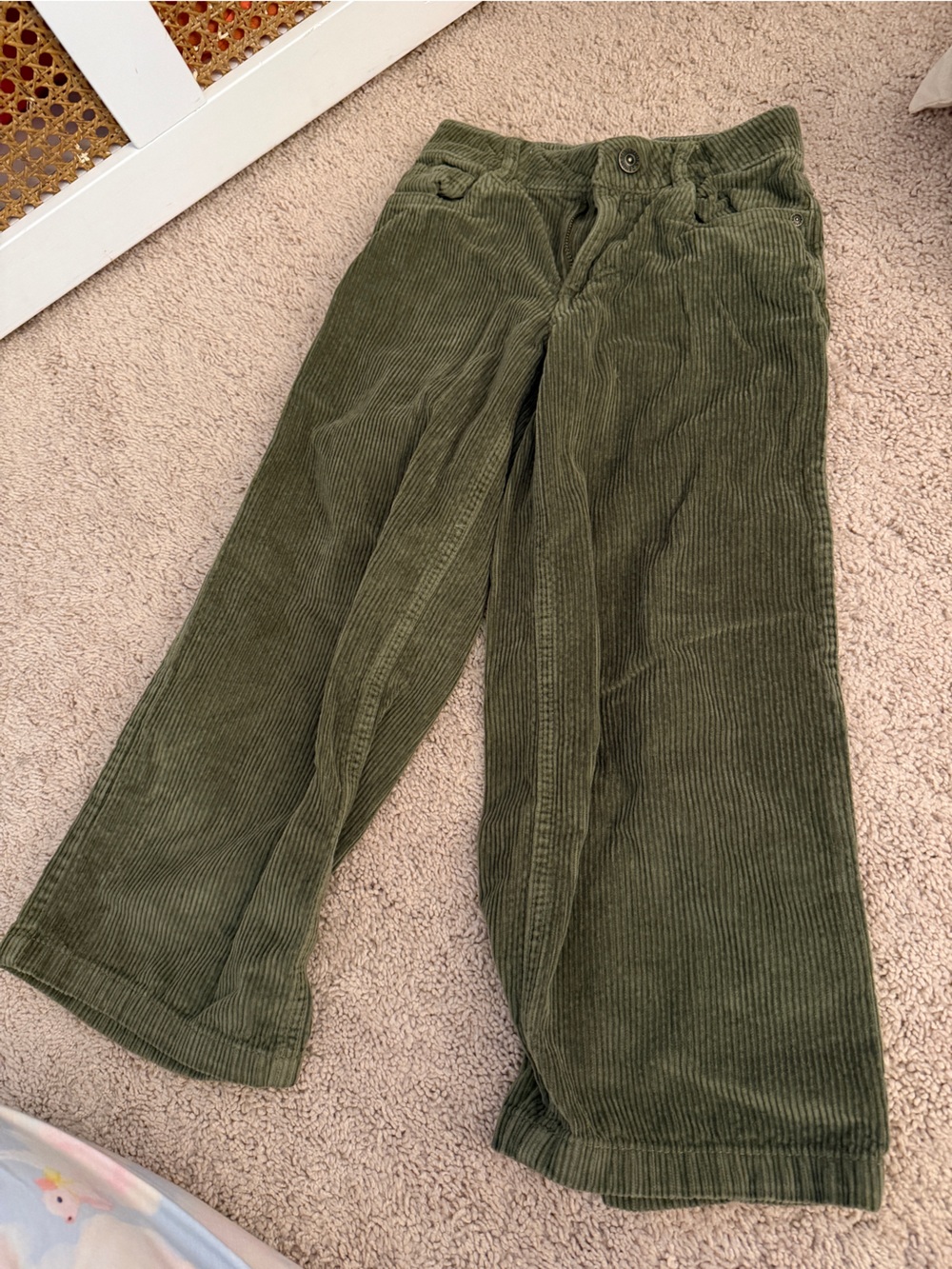 Mini Boden Olive Corduroy Wide-Leg Pants